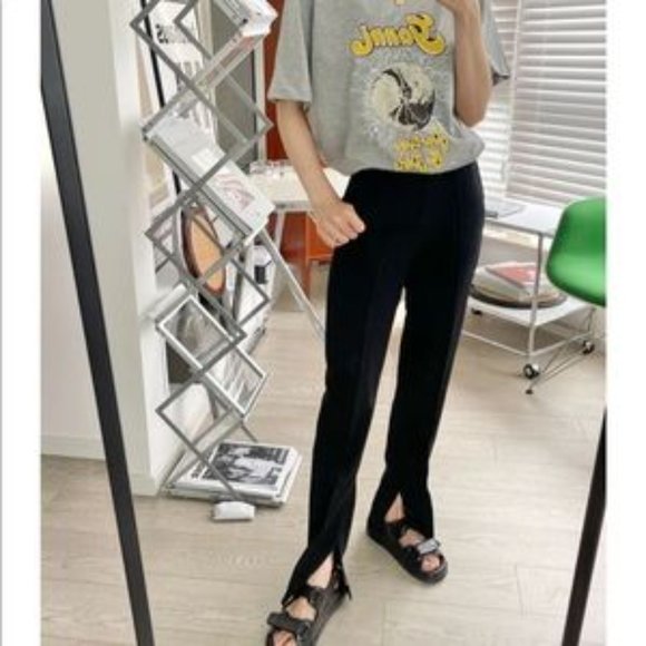 Jil Sander / Uniqlo +J - Women Dark Navy Wool Split Hem Trouser Slim Pant SZ 0 - Picture 8 of 17